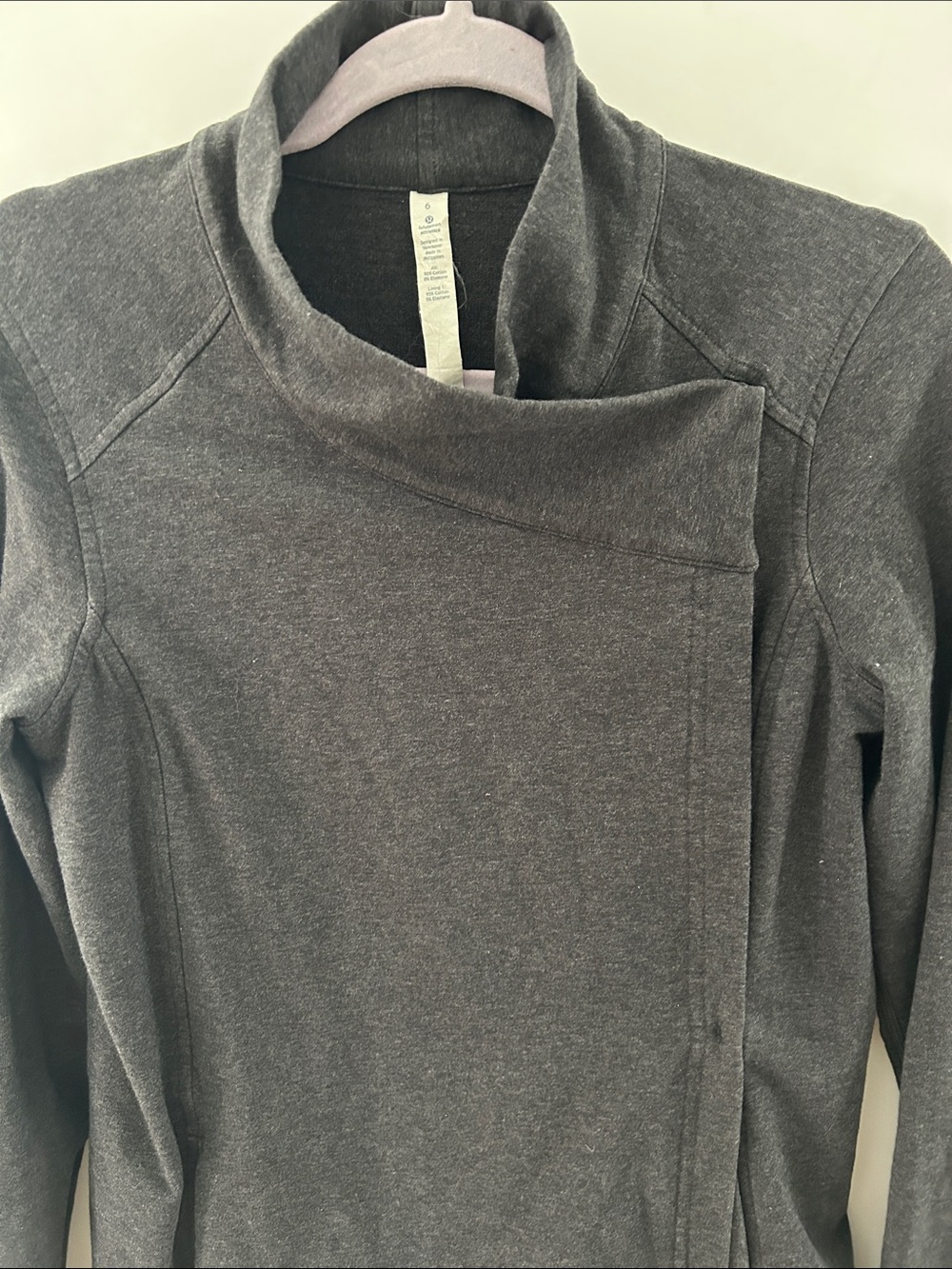 lululemon athletica Coast Wrap II Women's 6 Charcoal Gray Cowl Neck Yoga Jacket - Picture 3 of 14